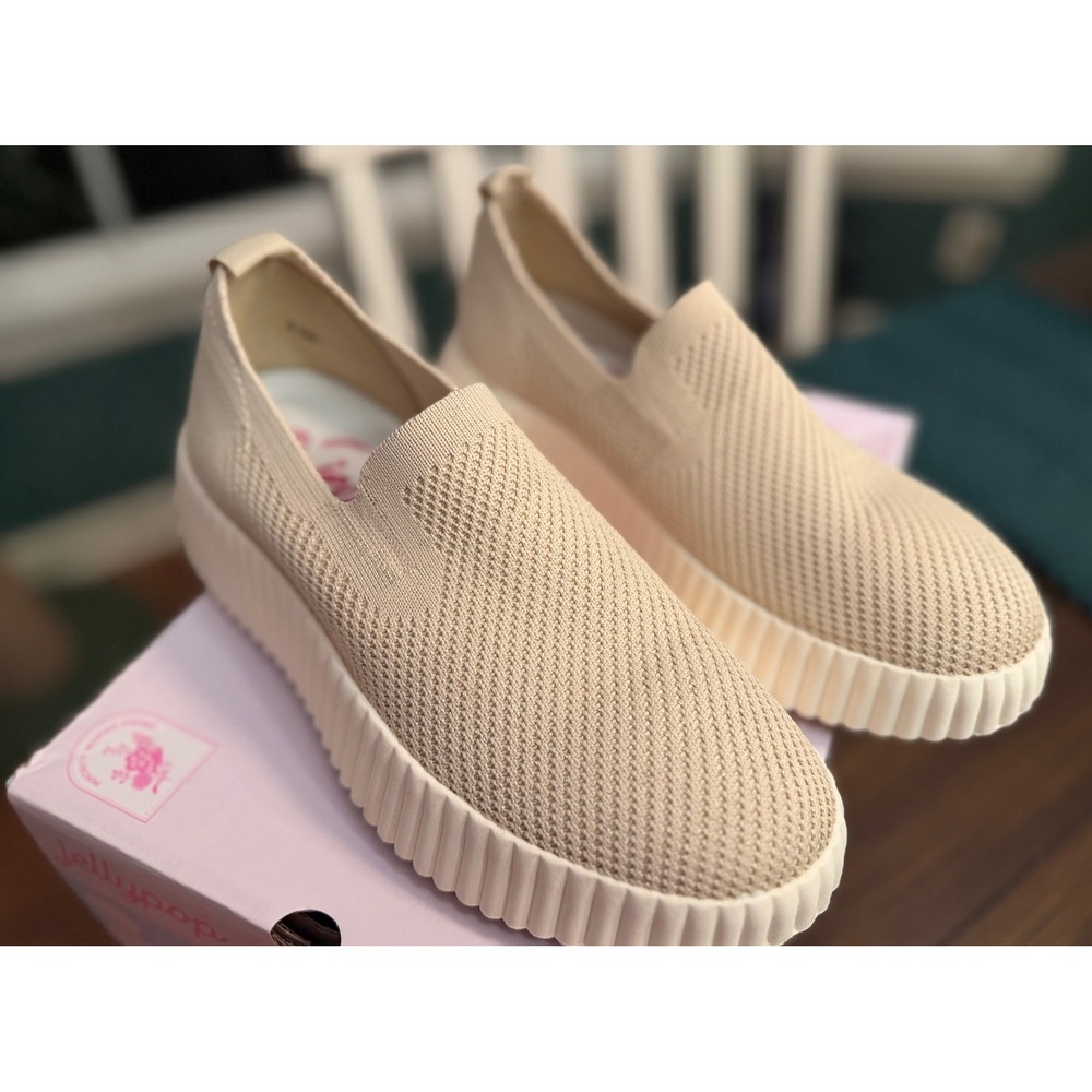 Jellypop Women's Tan Knit Slip On Sneakers Comfort Fit Size 6.5M